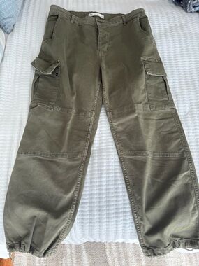 Zara Olive Green Cargo Denim Joggers